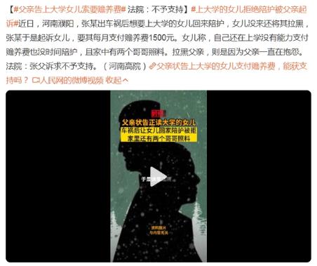 父親告上大學(xué)女兒索要贍養(yǎng)費(fèi) ，法院回應(yīng)：不予支持